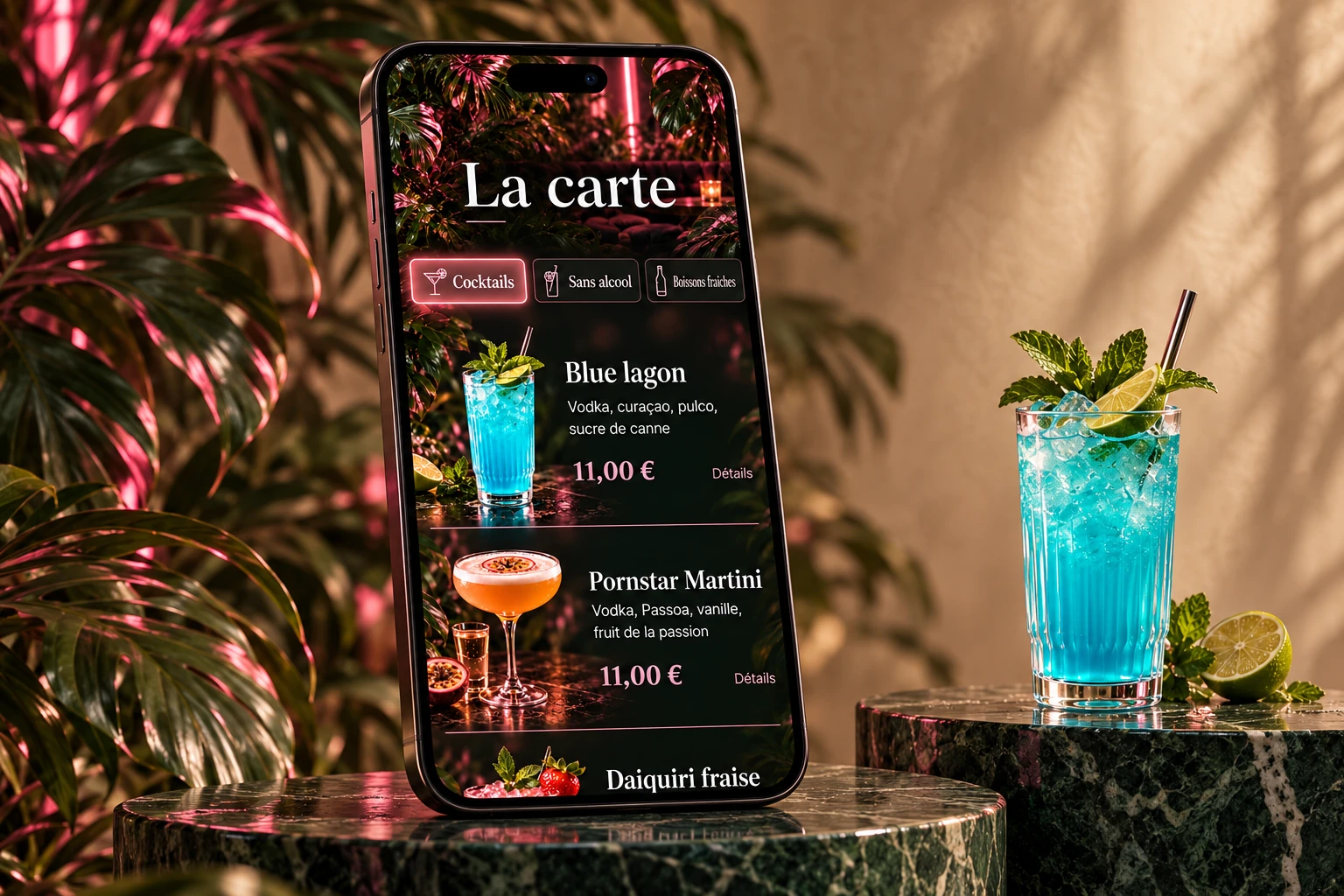 Présentation du projet bar sur téléphone