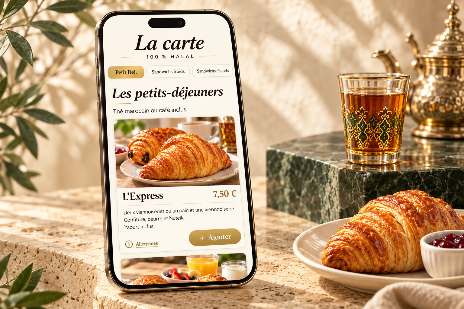 Présentation du projet restaurant sur téléphone