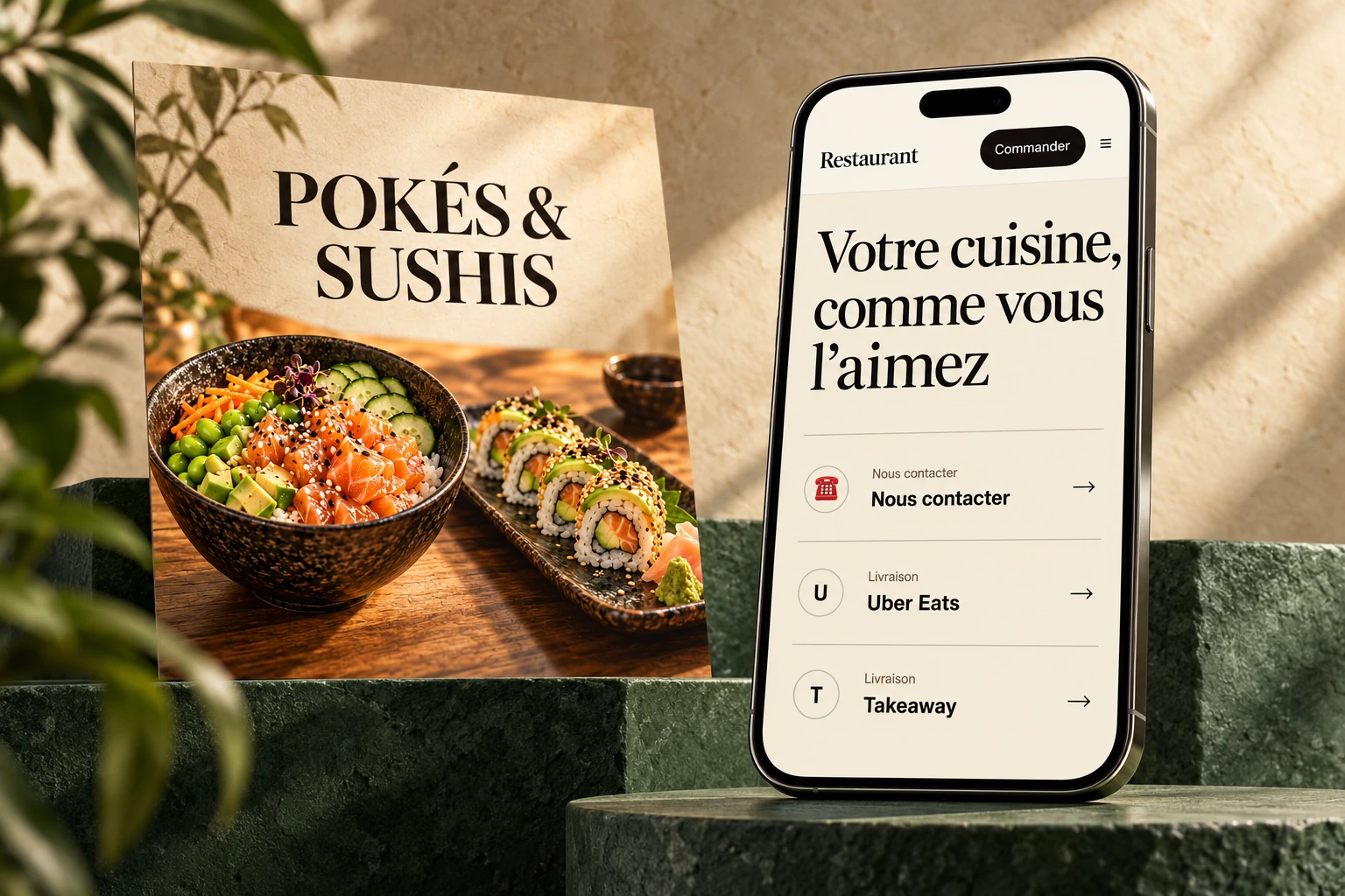 Présentation du projet restaurant sur téléphone